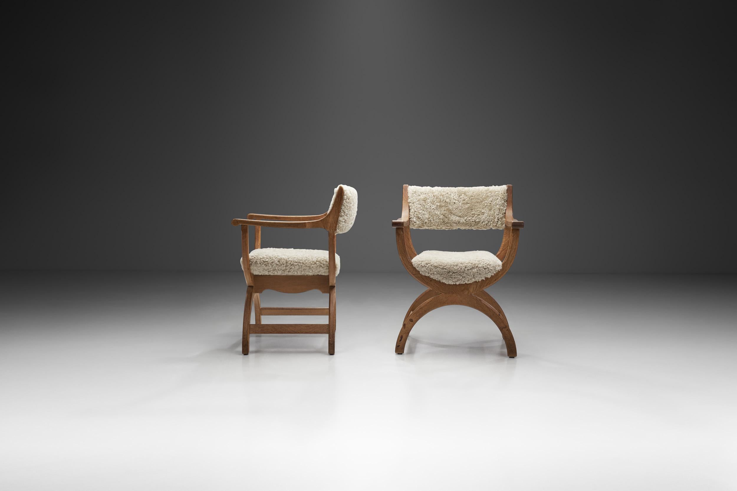 Danish Henning Kjærnulf Oak Kurul Chairs for EG Kvalitetsmøbel, Denmark 1960s