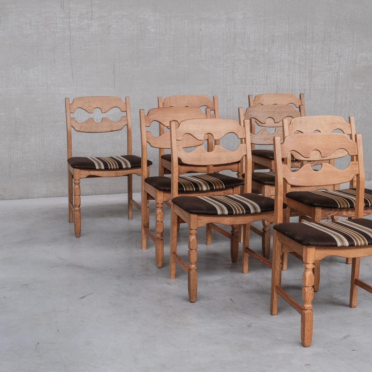 20th Century Henning Kjaernulf Oak Mid-Century Danish Dining Chairs, '8'