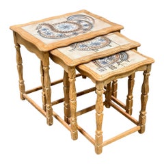 Henning Kjaernulf Oak Nesting Tables - Danish Modern Edmund Pedersen Tile