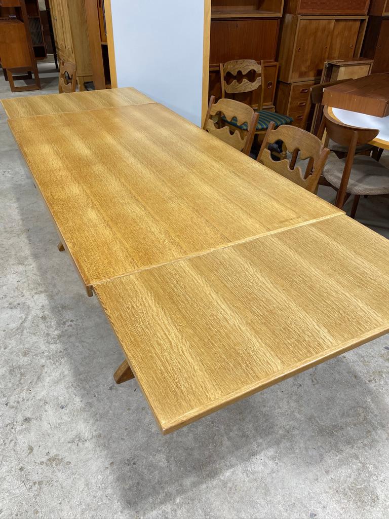 Danish Henning Kjaernulf Oak Primitive Dining Table Expandable For Sale
