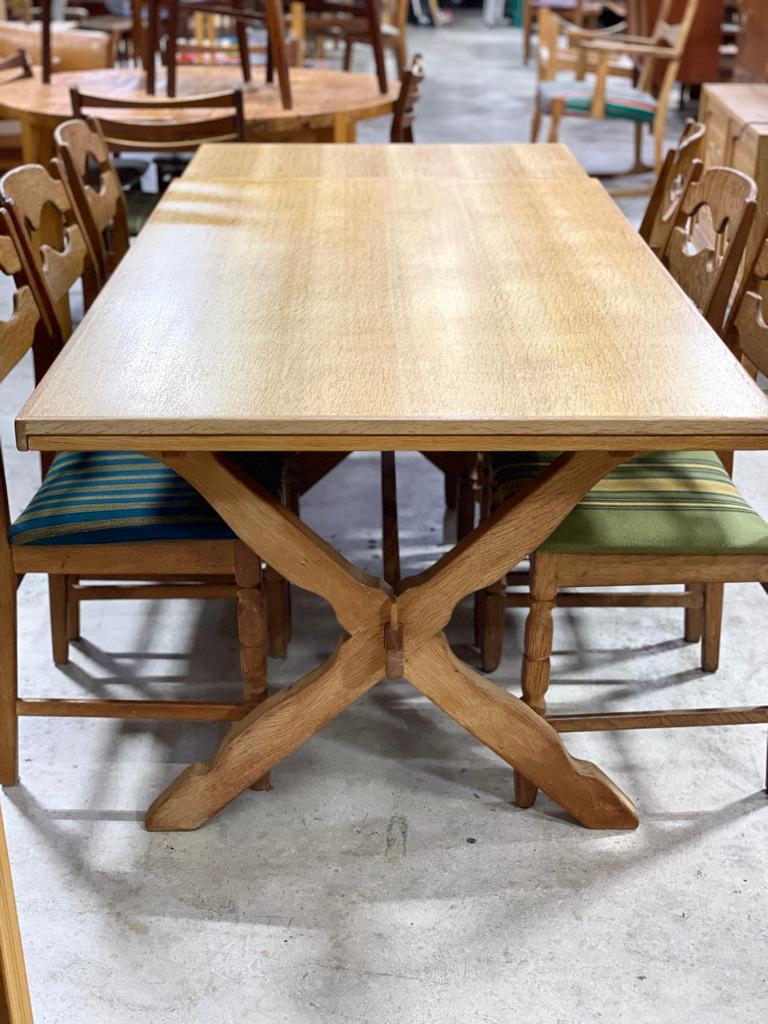 Henning Kjaernulf Oak Primitive Dining Table Expandable For Sale 1