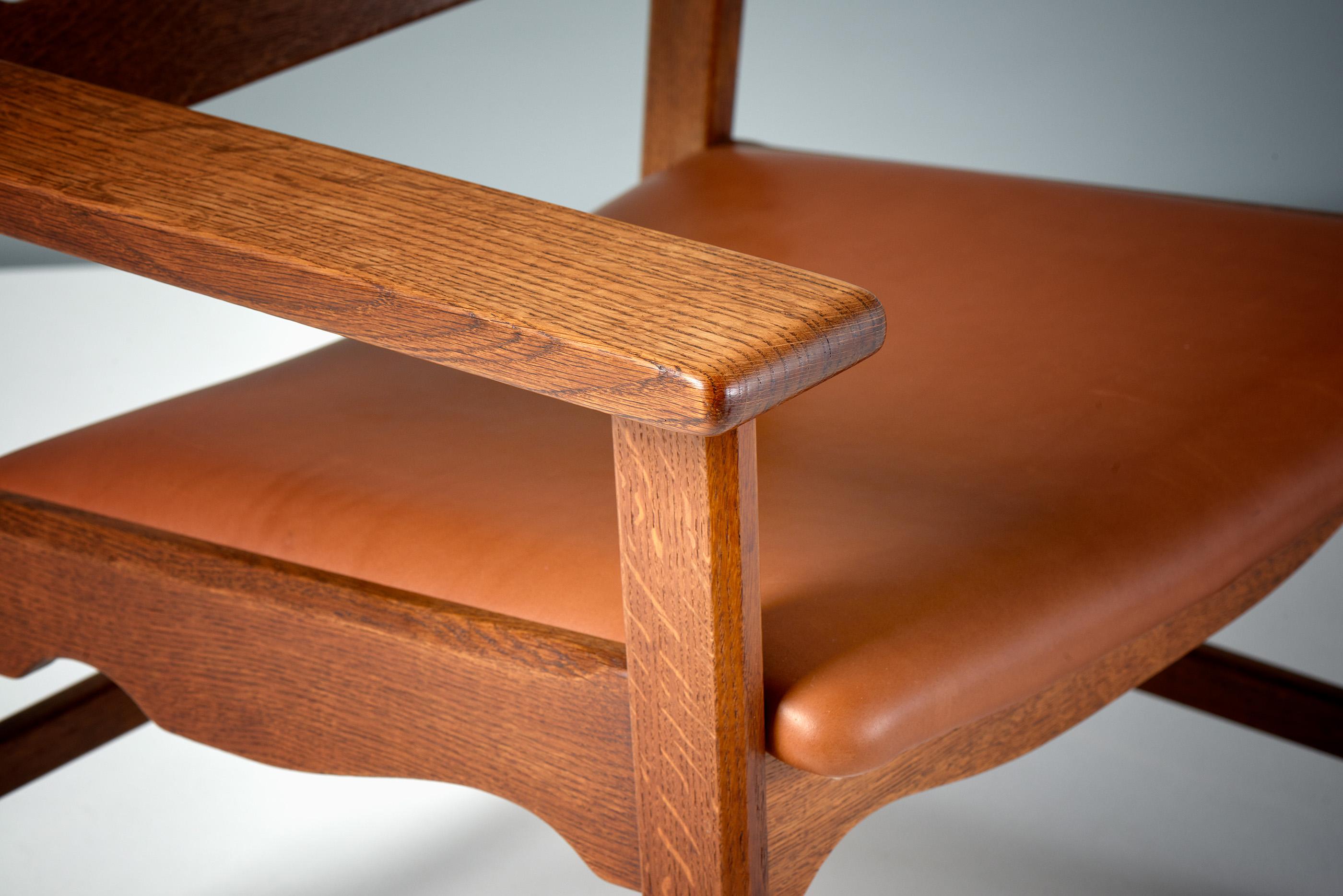 Danish Henning Kjaernulf Oak Razor Blade Chair, C1960s For Sale