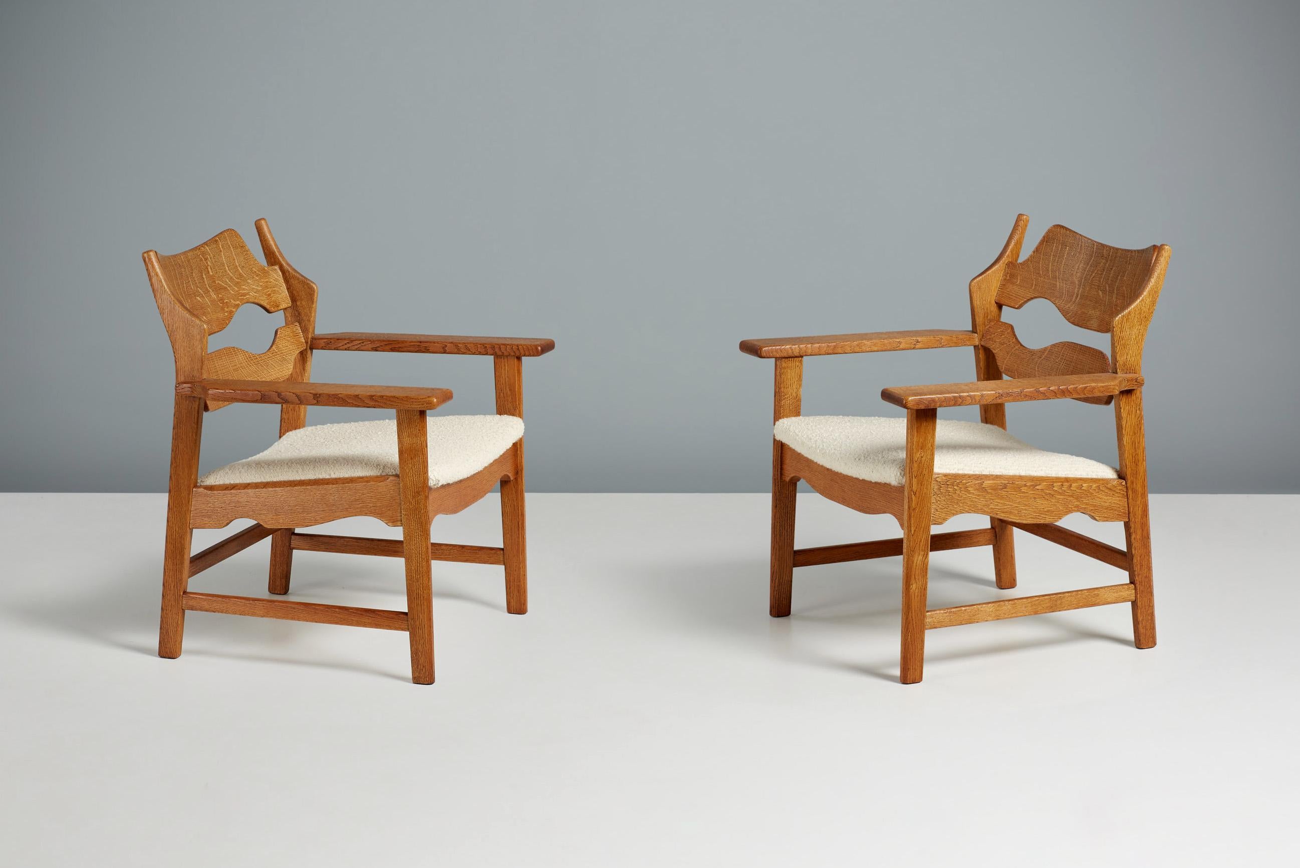 Scandinavian Modern Henning Kjaernulf Oak Razor Blade Chairs, C1960s