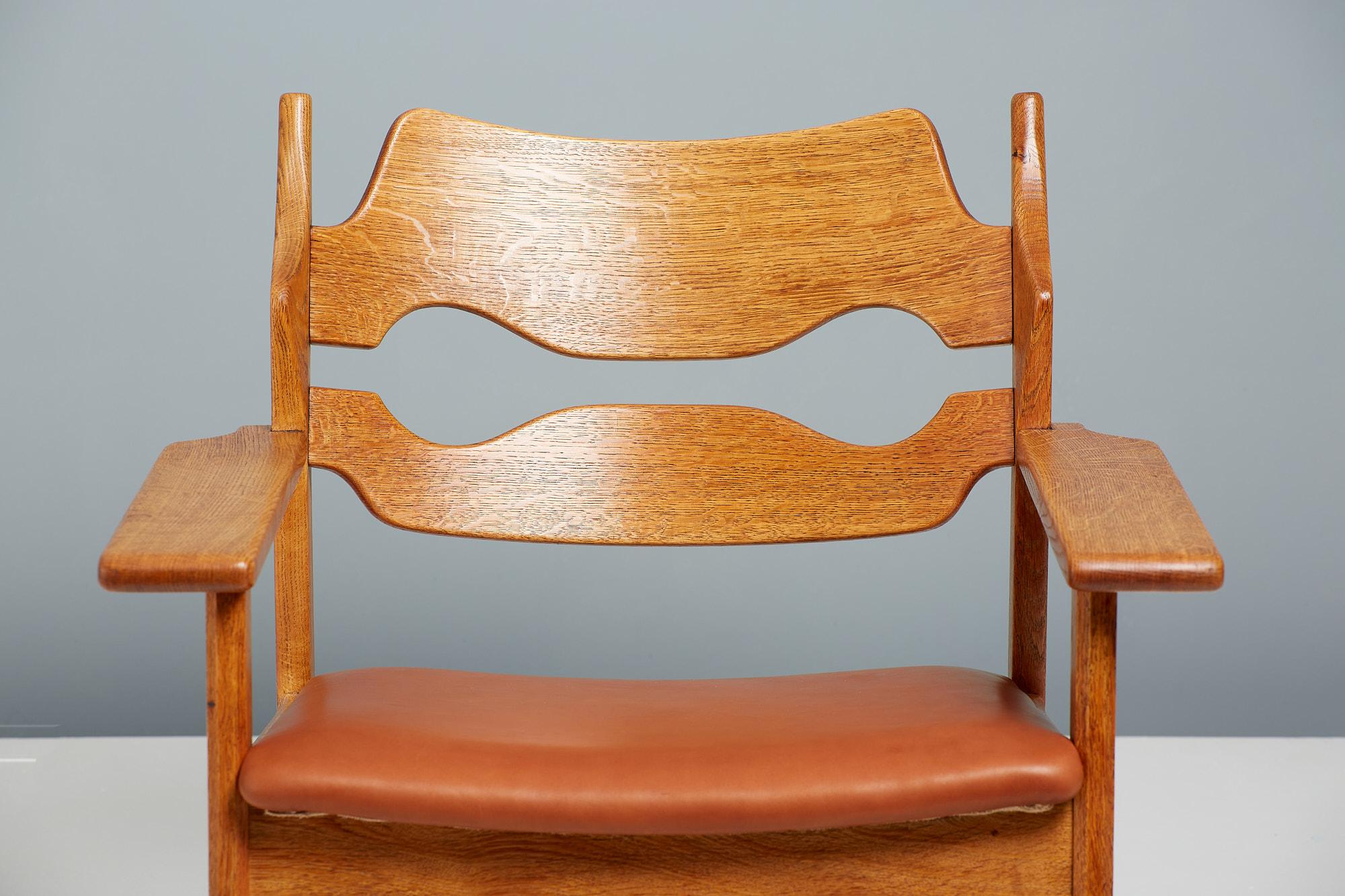 Danish Henning Kjaernulf Oak Razor Blade Chairs, c1960s