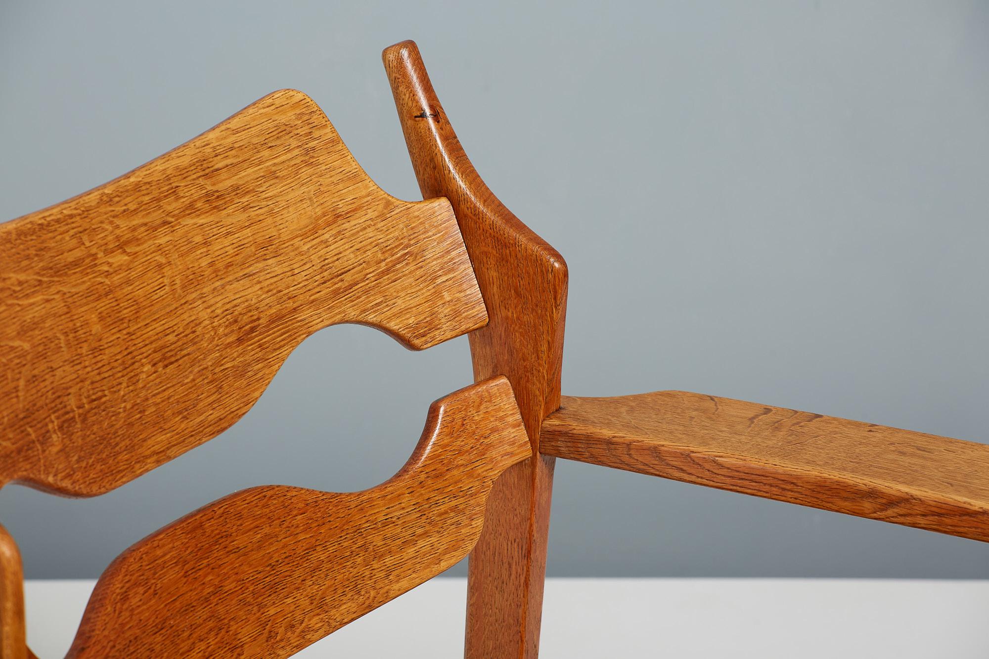 Leather Henning Kjaernulf Oak Razor Blade Chairs, c1960s