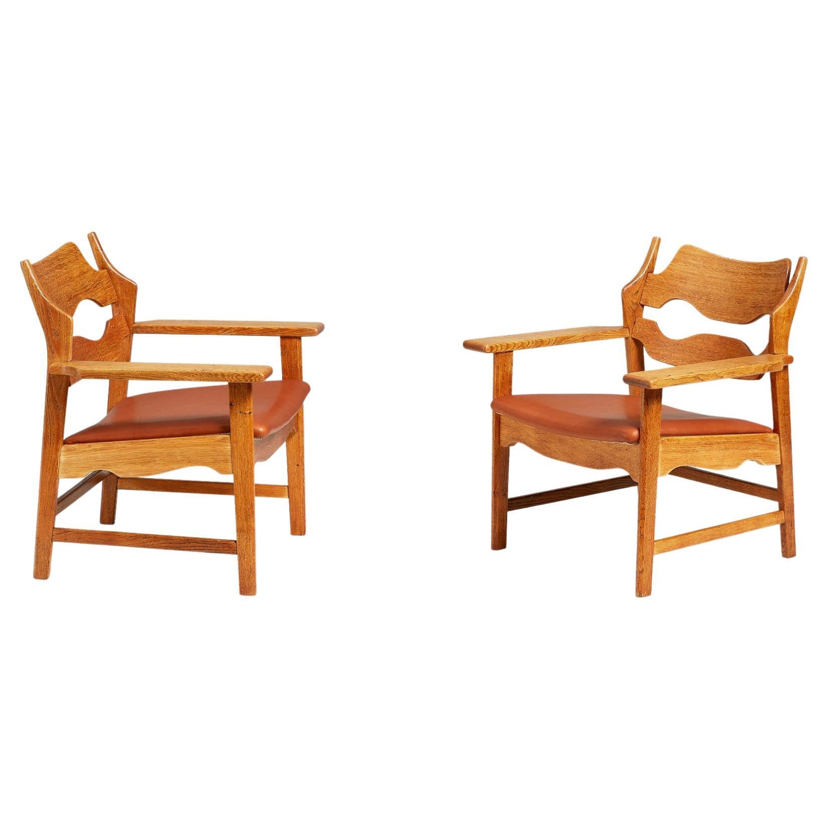 Henning Kjaernulf Oak Razor Blade Chairs, c1960s