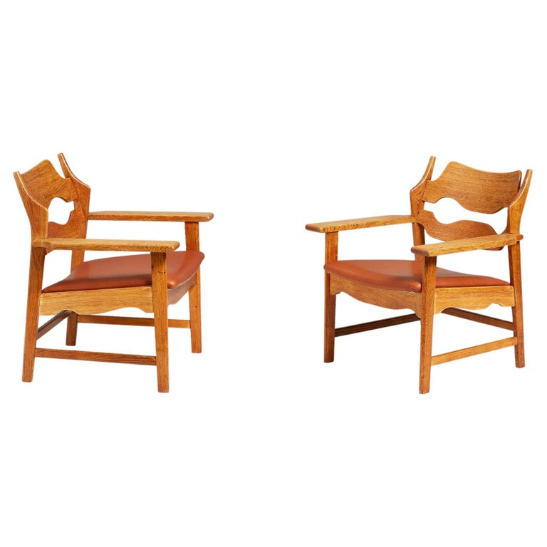 Henning Kjaernulf Oak Razor Blade Chairs, c1960s For Sale