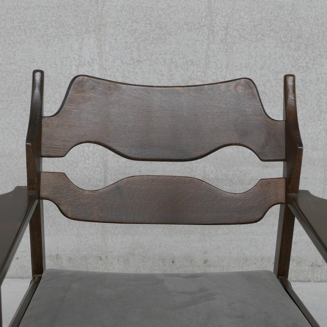 20th Century Henning Kjaernulf Oak Razor Mid-Century Danish Armchair For Sale