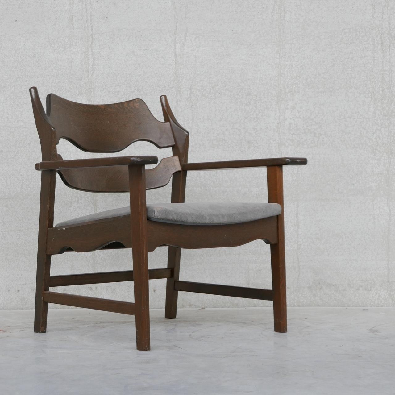 Wood Henning Kjaernulf Oak Razor Mid-Century Danish Armchair For Sale