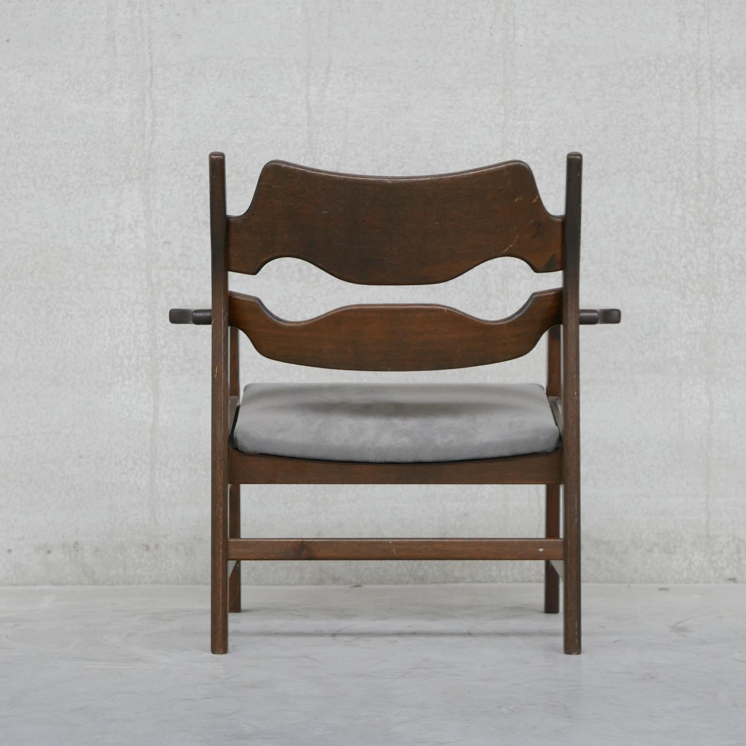 Henning Kjaernulf Oak Razor Mid-Century Danish Armchair For Sale 1