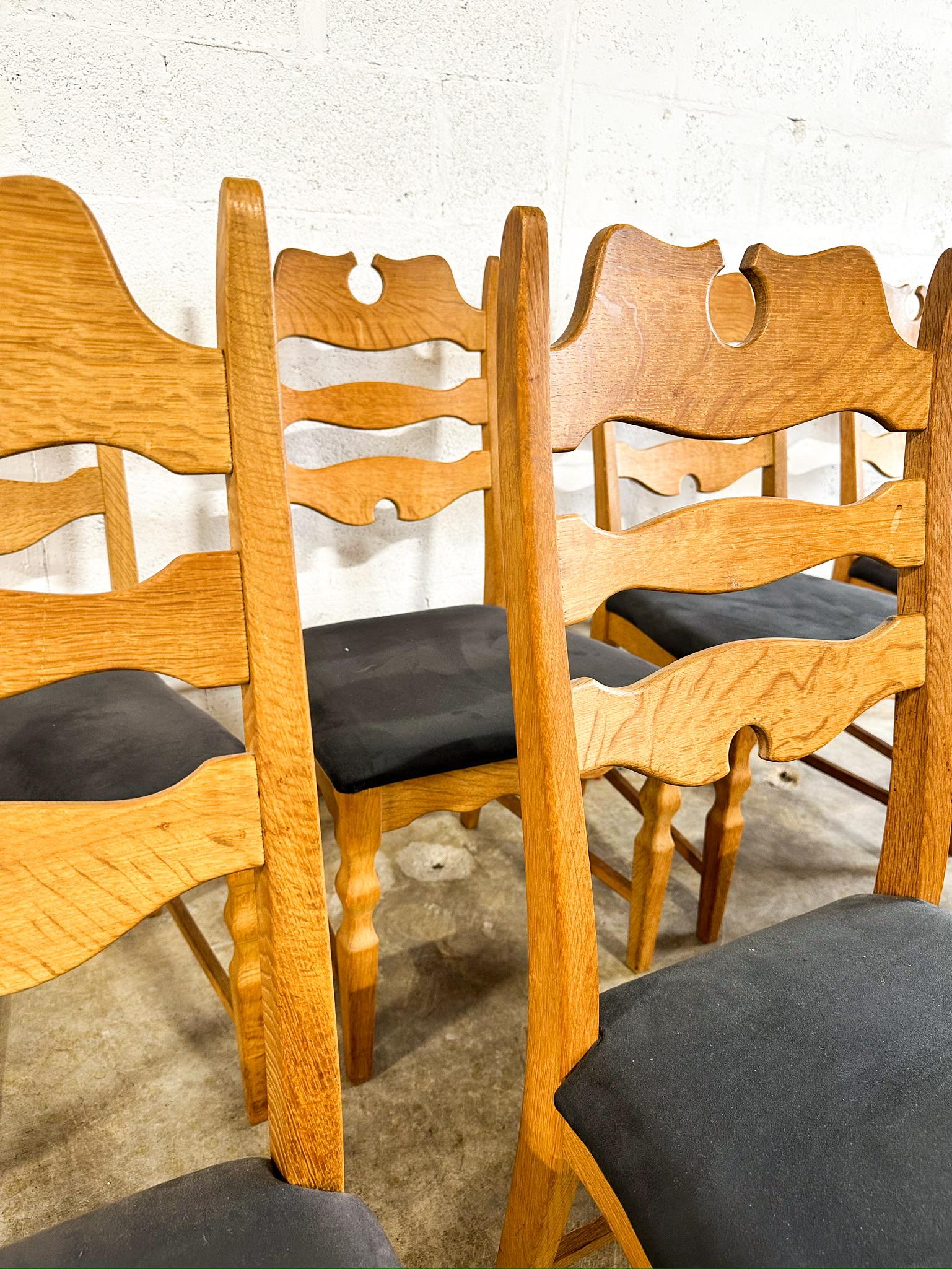 Henning Kjaernulf Oak Razorblade Danish Dining Chairs Primitive Brutalist Oak In Good Condition For Sale In Fort Lauderdale, FL