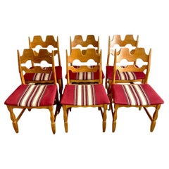 Henning Kjaernulf Oak Razorbacks Dining Chairs Primitive Brutalist Oak