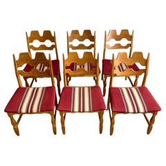 Henning Kjaernulf Oak Razorbacks Dining Chairs Primitive Brutalist Oak