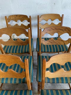 Henning Kjaernulf Oak Razorbacks Dining Chairs Primitive Brutalist Oak -Set of 6