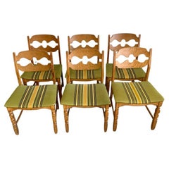 Henning Kjaernulf Oak Razorbacks Dining Chairs Rustic Brutalist Oak -Set of 6