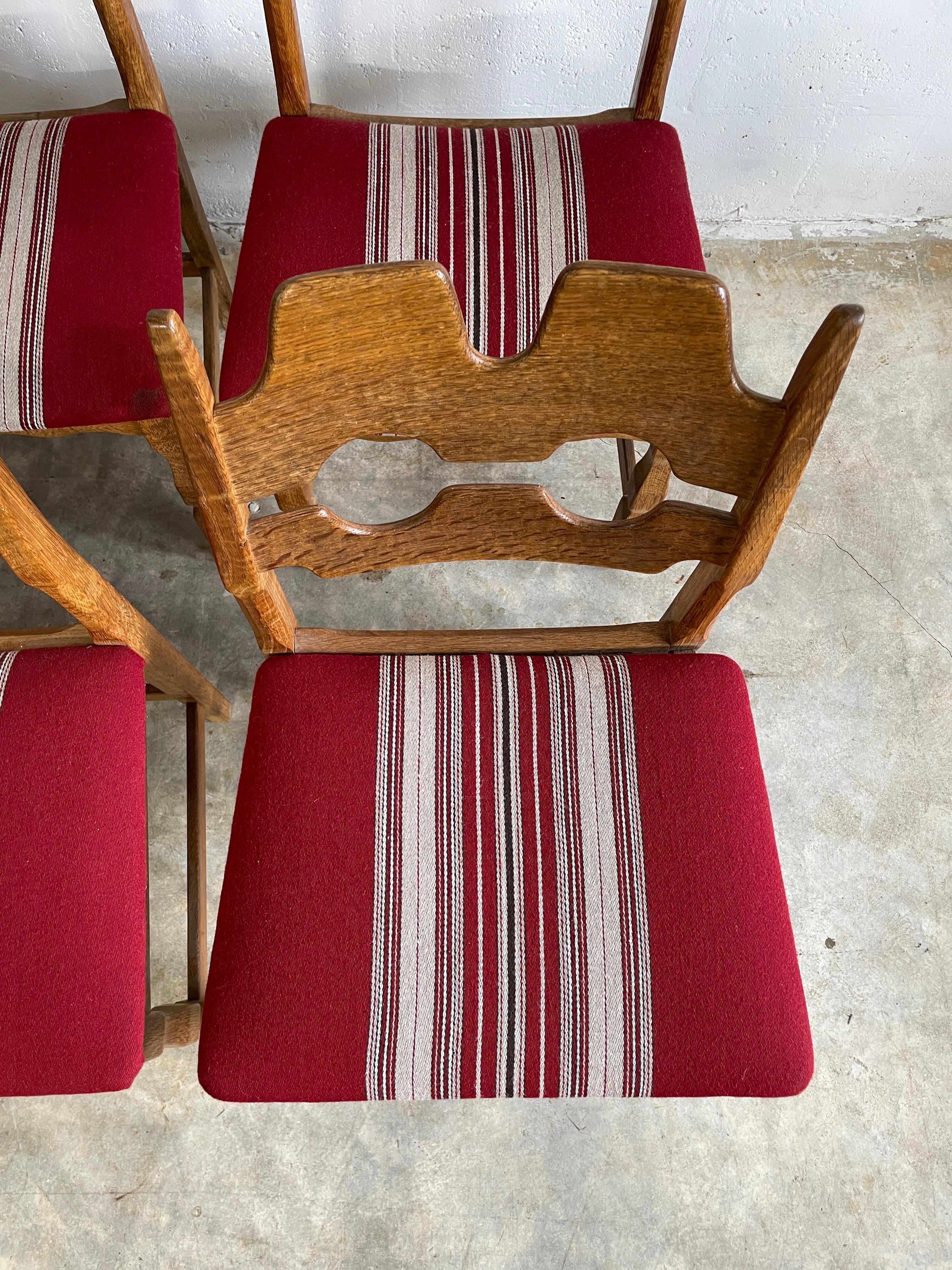 Henning Kjaernulf Oak Razorblade Dining Chairs Danish Rustic For Sale 5