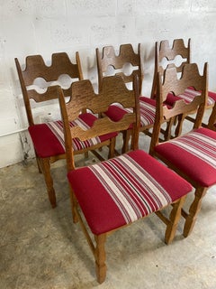 Henning Kjaernulf Oak Razorblade Dining Chairs Danish Rustic