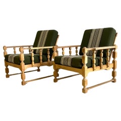 Henning Kjaernulf Oak Rustic Brutalist Lounge Chairs - a 