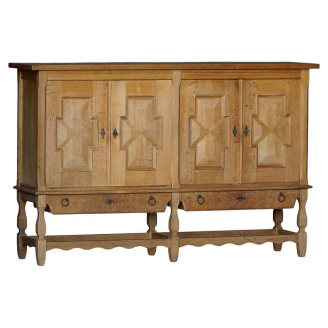 Low Brutalist Sideboard in Oak, Danish Mid Century, Henning Kjærnulf ...