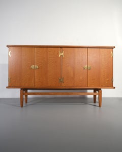 Henning Kjærnulf Oak Sideboard with Brass Detailing by EG Kvalitetsmøbel, c.1960