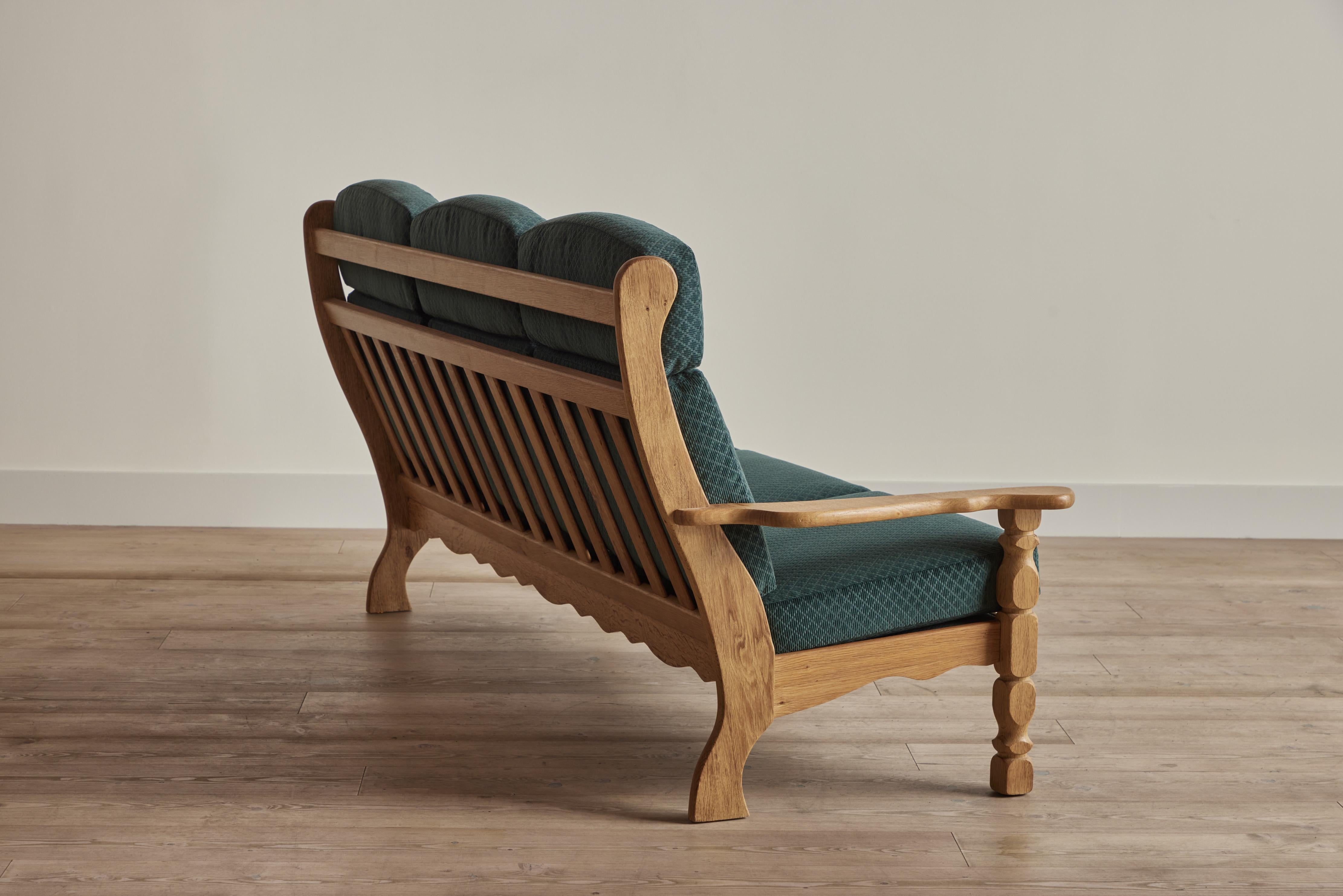 Danish Henning Kjaernulf Oak Sofa with Claremont Fabric For Sale