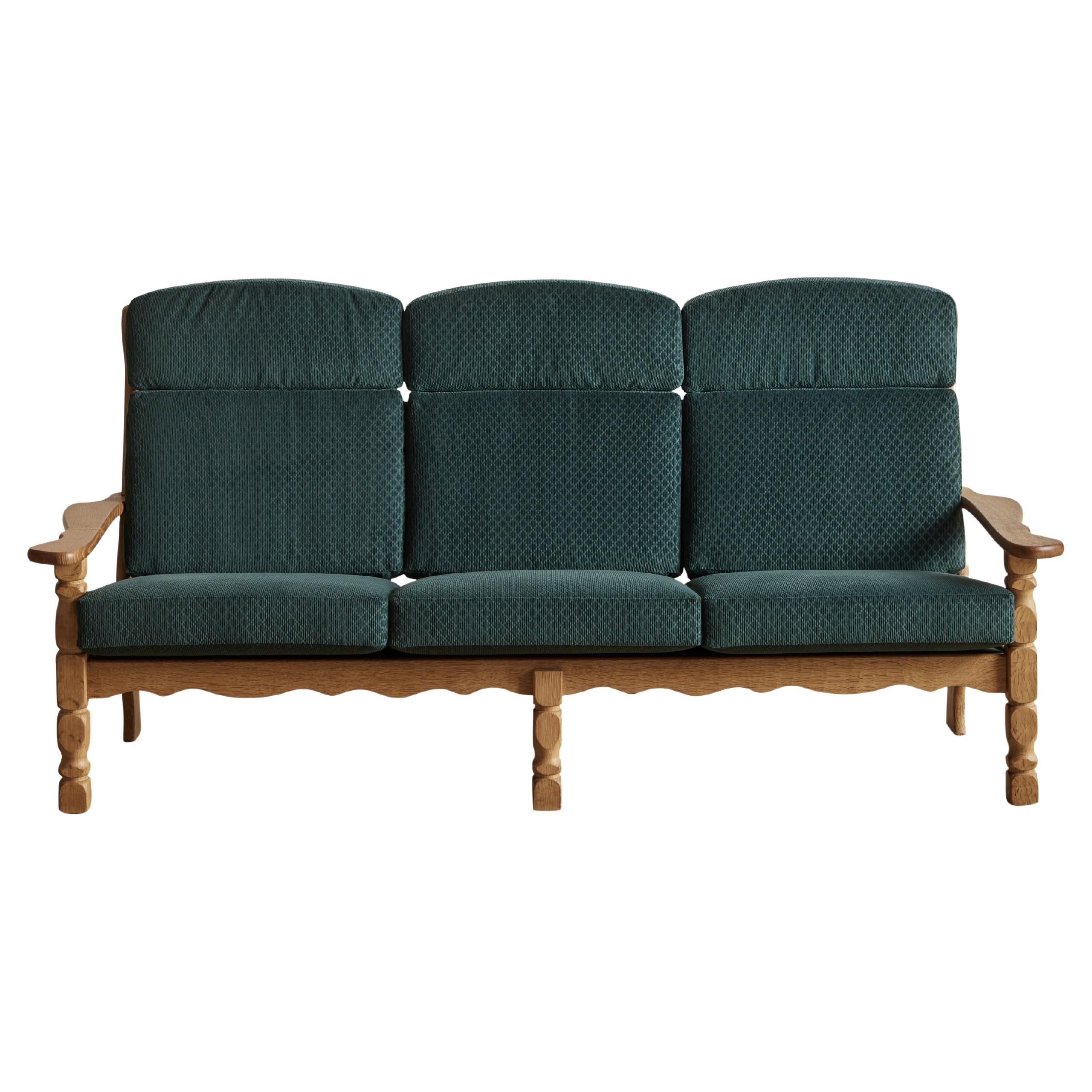 Henning Kjaernulf Oak Sofa with Claremont Fabric For Sale