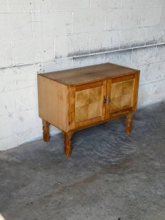 Henning Kjærnulf Oak Storage Cabinet with Parquet Doors Danish Vintage 1960s