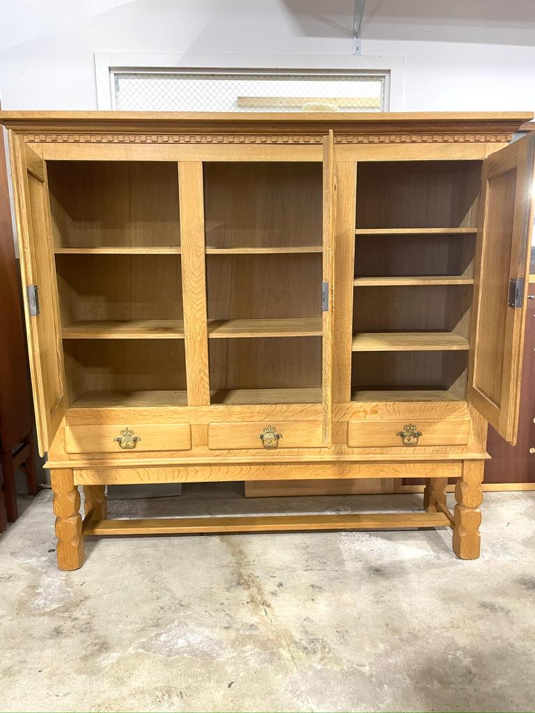 Henning Kjaernulf tall sideboard or  cabinet with shelves and drawers. 57w 16d 53.5h