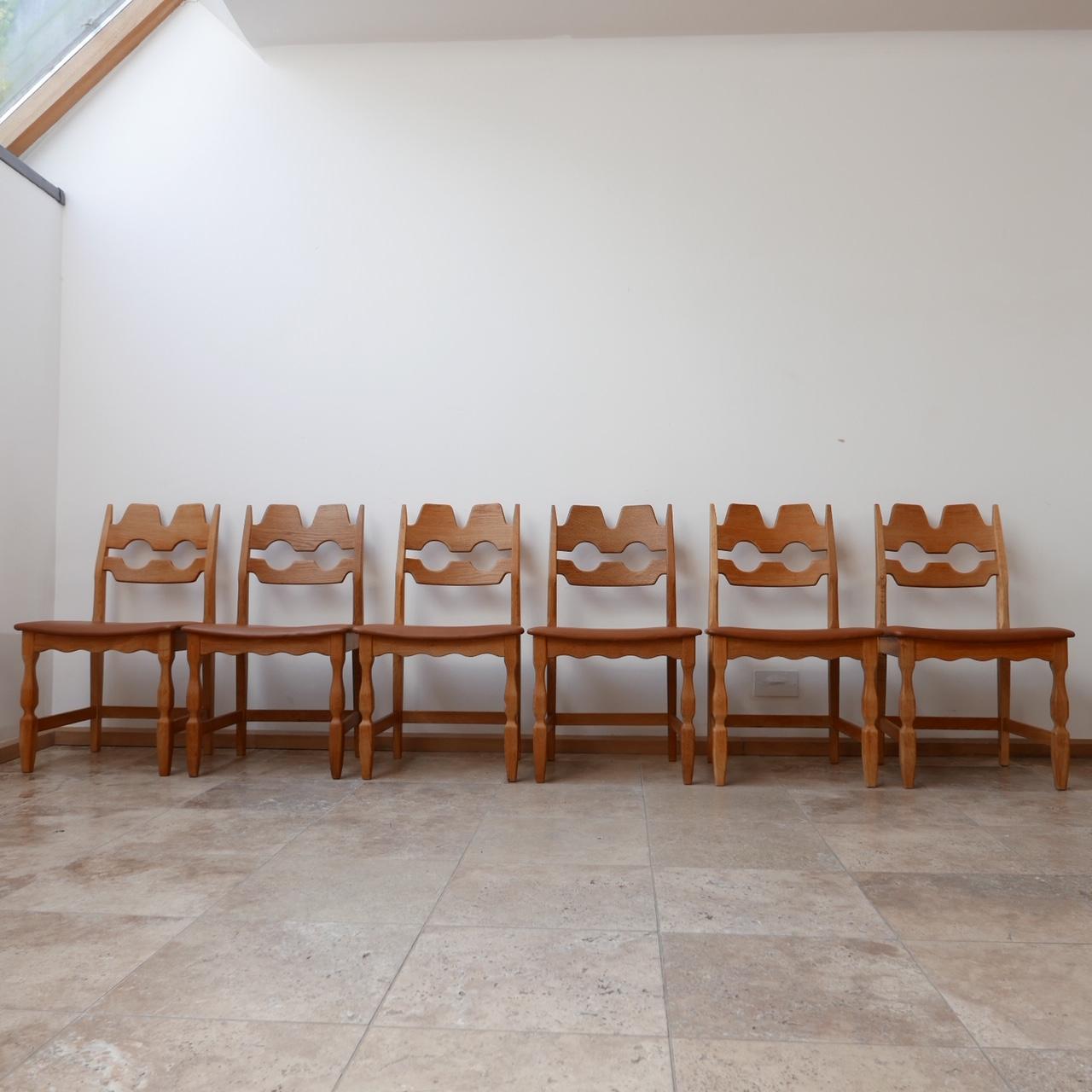 Henning Kjaernulf Razor Back Tan Leather Dining Chairs '10' 1