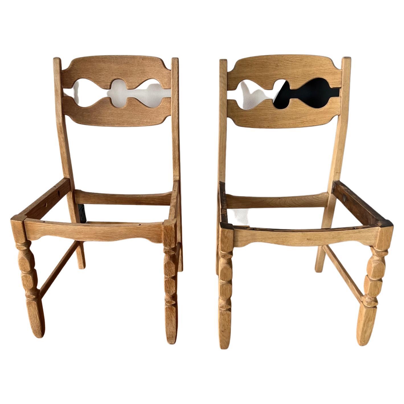 Henning Kjaernulf Razor Mid-Century Danish Oak Dining Chairs '2'