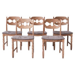 Vintage Henning Kjaernulf Razor Midcentury Danish Oak Dining Chairs '4-5'