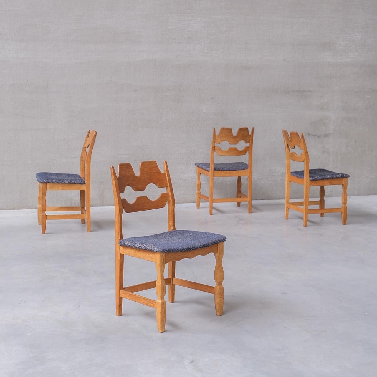 Henning Kjaernulf Razor Mid-Century Danish Oak Dining Chairs '4' 4
