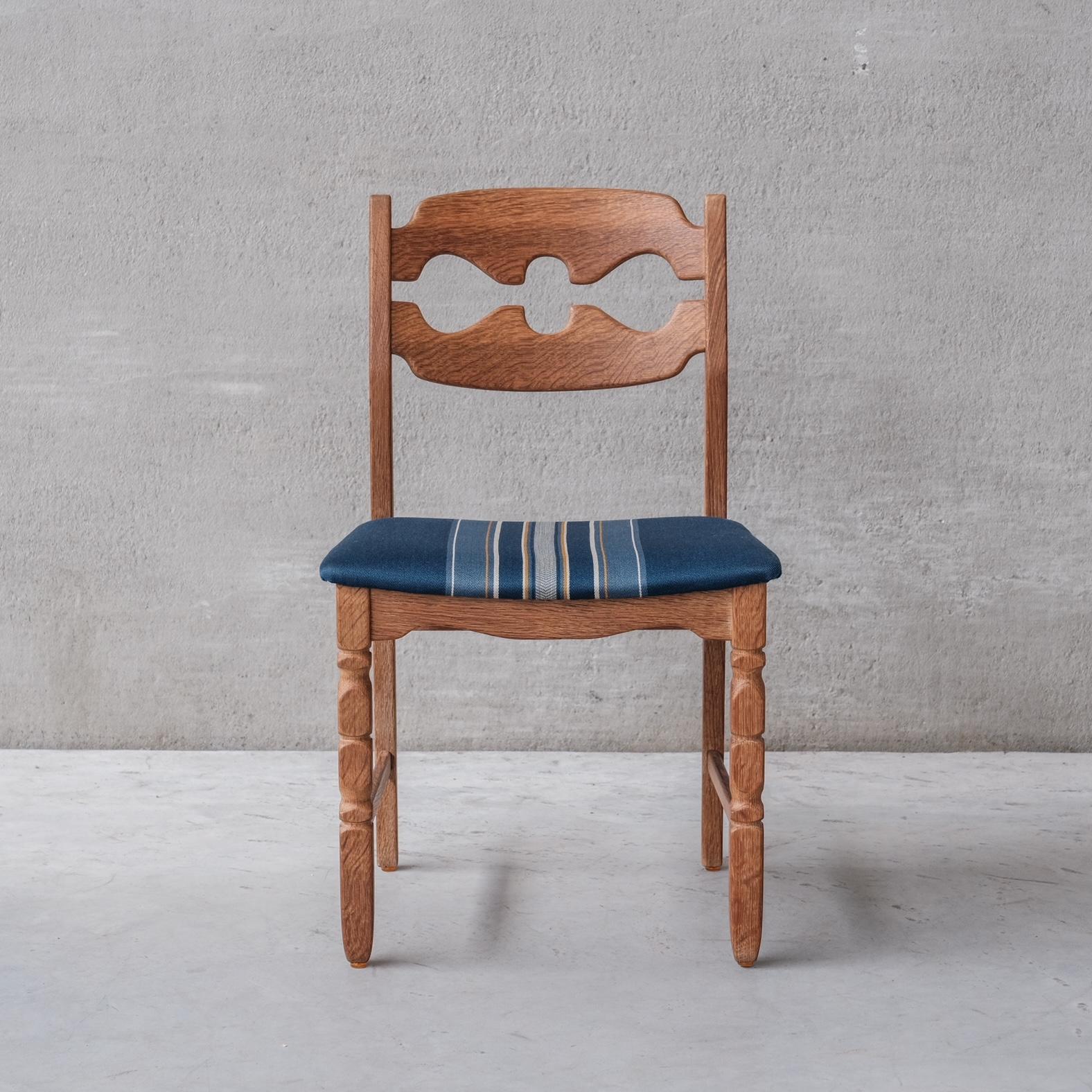 Henning Kjaernulf Razor Midcentury Danish Oak Dining Chairs '6' For Sale 1