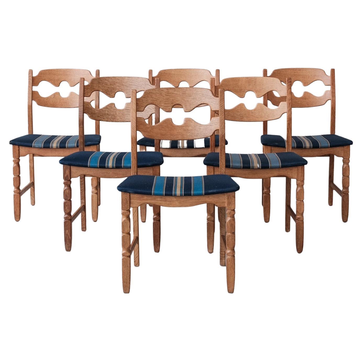 Henning Kjaernulf Razor Midcentury Danish Oak Dining Chairs 
6
