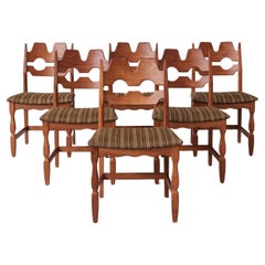 Retro Henning Kjaernulf Razor Midcentury Danish Oak Dining Chairs '6'