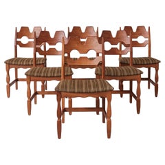 Vintage Henning Kjaernulf Razor Midcentury Danish Oak Dining Chairs '6'