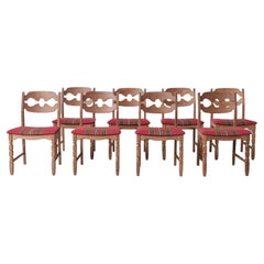 Vintage Henning Kjaernulf Razor Midcentury Danish Oak Dining Chairs '8'
