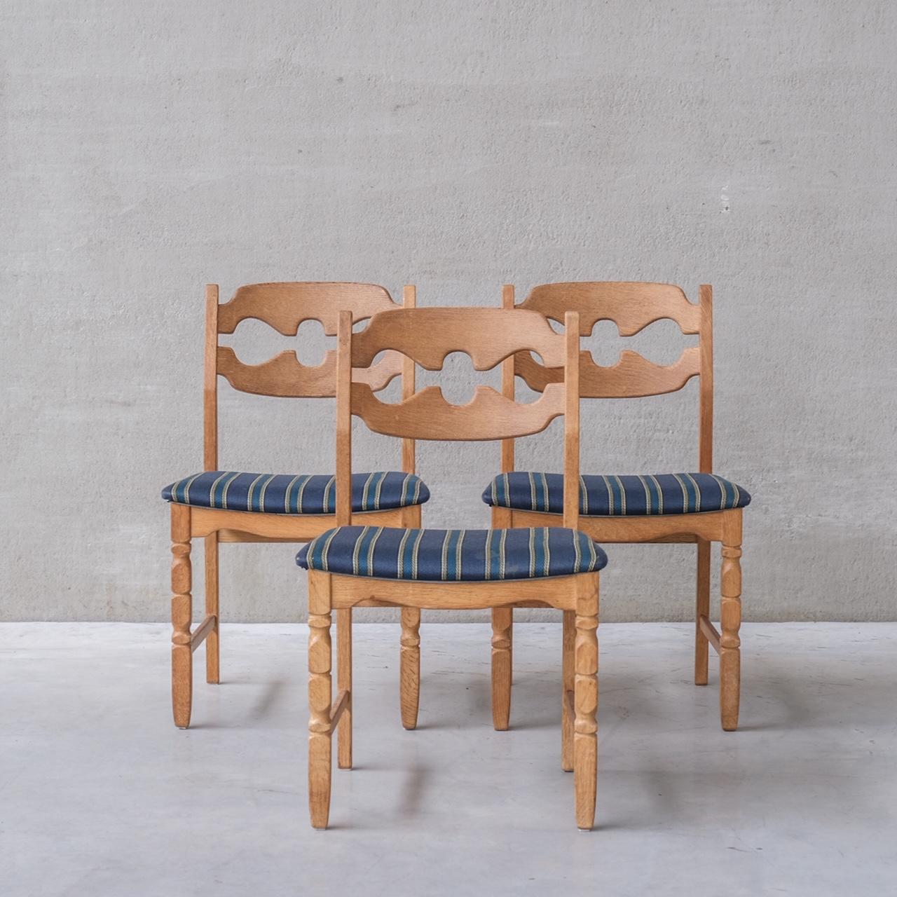 Henning Kjaernulf Razor Midcentury Danish Oak Dining Chairs 6
