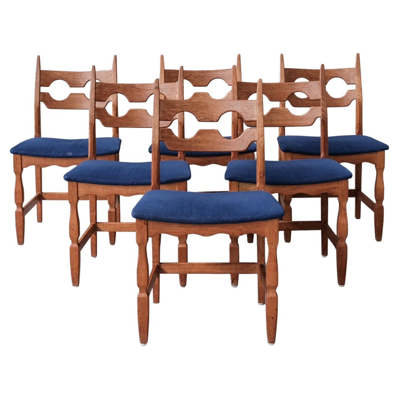 Henning Kjaernulf Razor Oak Midcentury Dining Chairs (6)