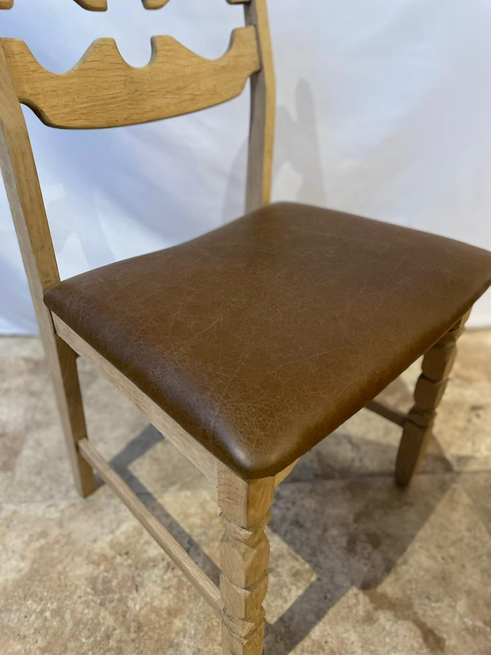 Danish Henning Kjaernulf Razor Oak Mid-Century Dining Chairs 'Up to 8 Available' For Sale