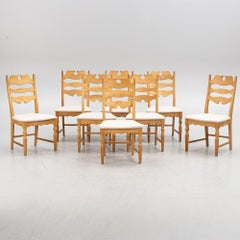 Henning Kjaernulf "Lame de rasoir" 8 Chaises de salle à manger danoises 1960