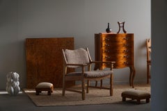 Henning Kjærnulf, "Razorblade"  Armchair in Oak & Lambswool, Danish Modern 1960s