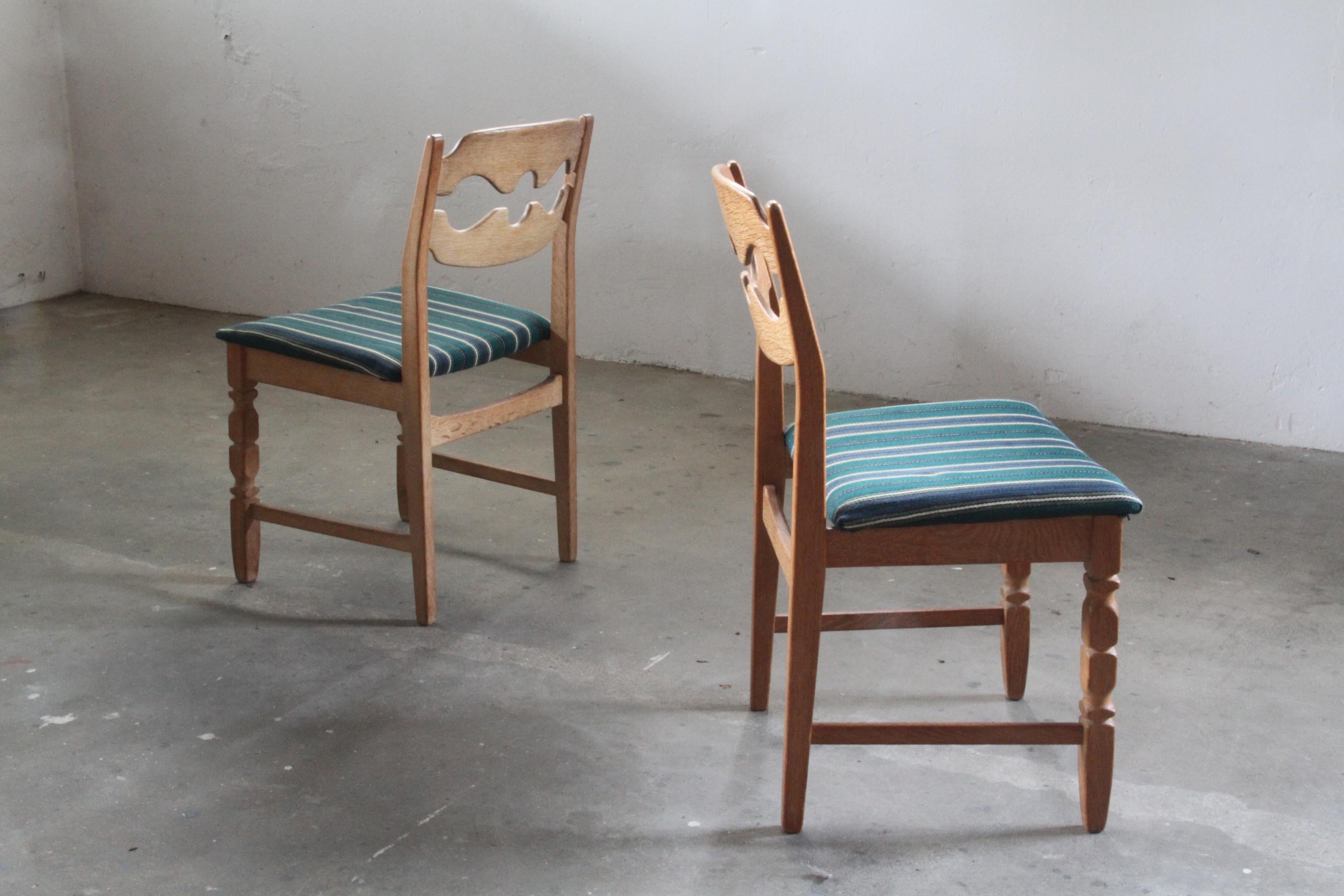 Henning Kjaernulf Razorblade Danish Brutalist Oak Dining Chairs '6' 6