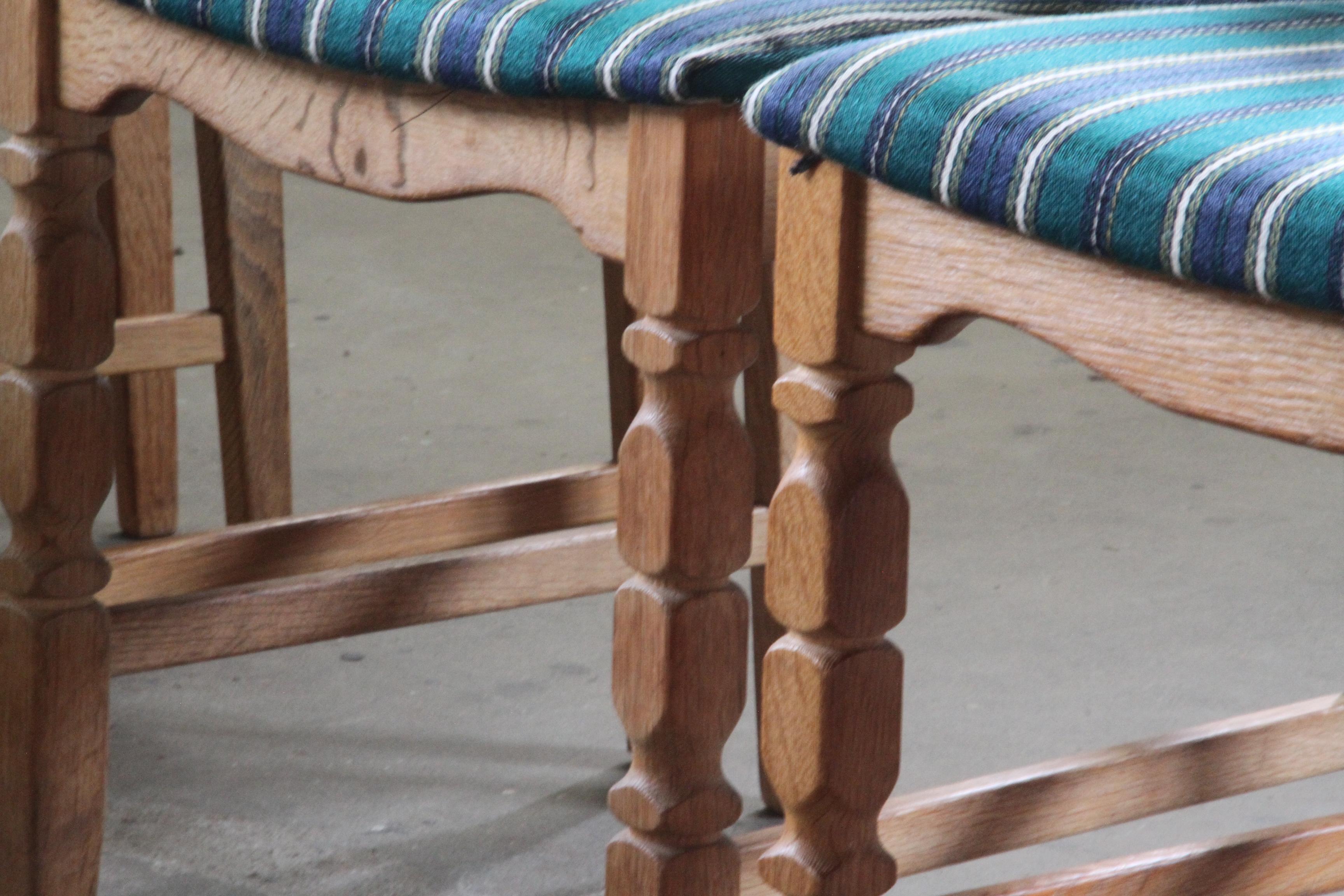 Henning Kjaernulf Razorblade Danish Brutalist Oak Dining Chairs '6' 1