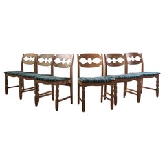 Henning Kjaernulf Razorblade Danish Brutalist Oak Dining Chairs '6'