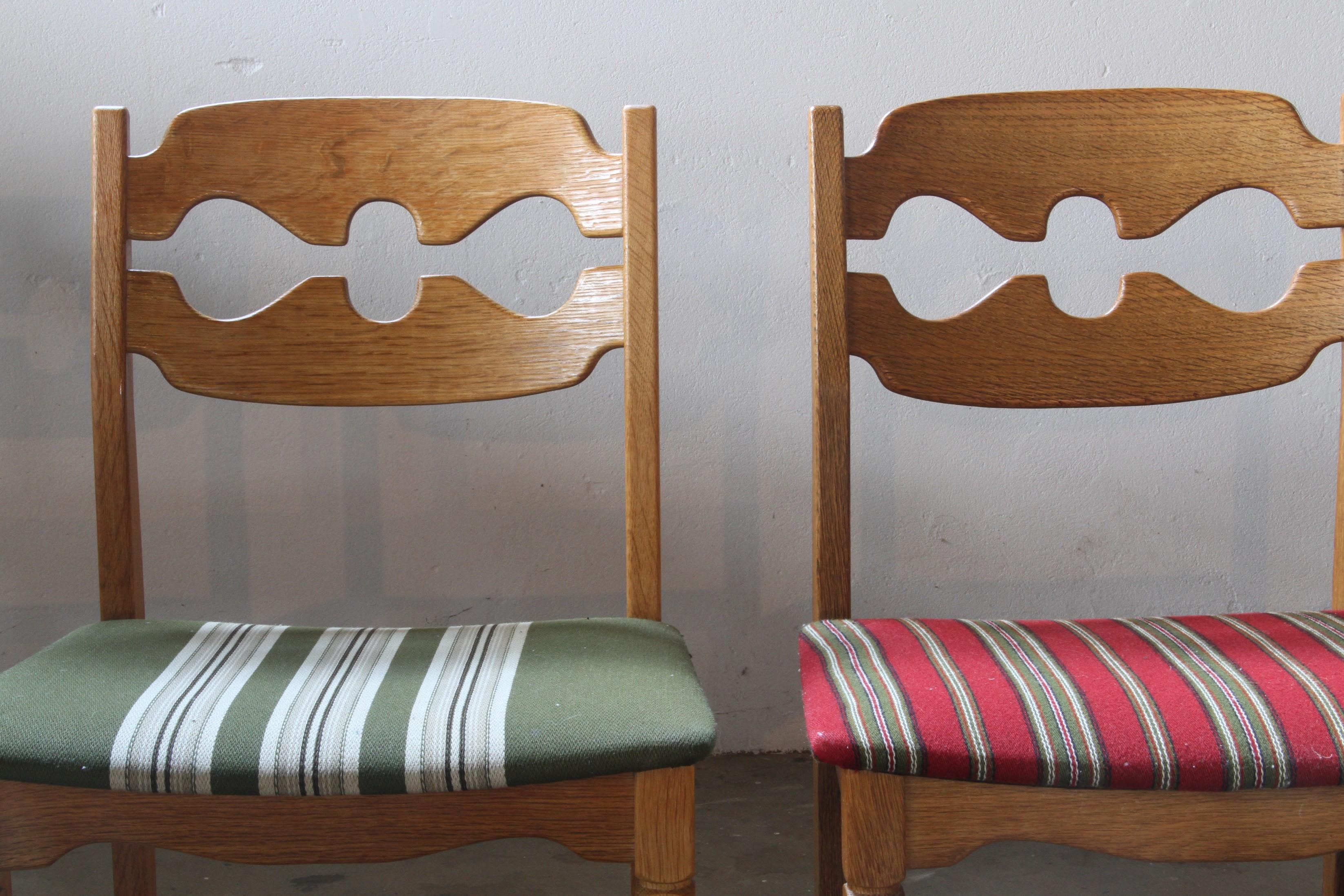 Henning Kjaernulf Razorblade Danish Brutalist Oak Dining Chairs '7' 4
