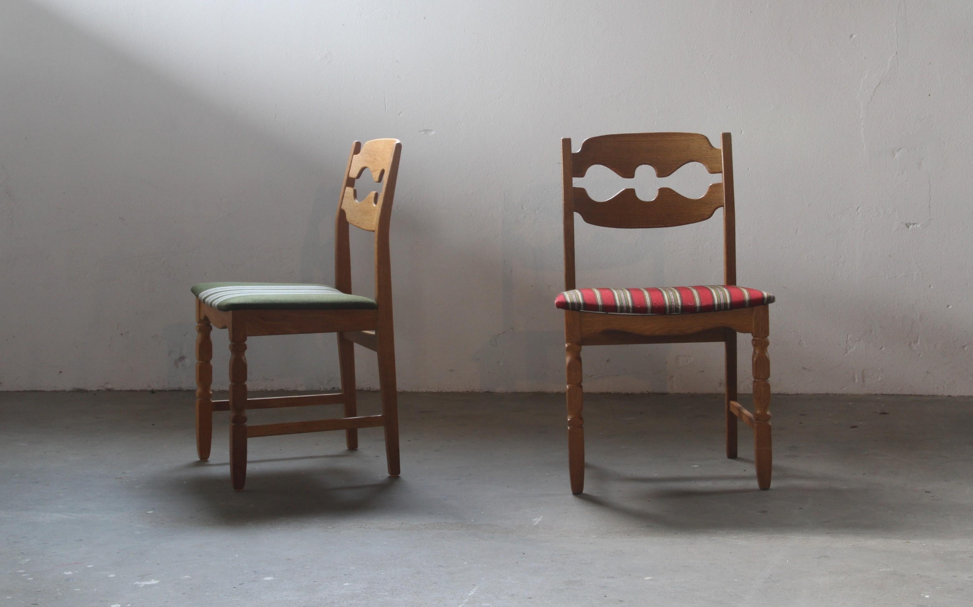 Henning Kjaernulf Razorblade Danish Brutalist Oak Dining Chairs '7' 5