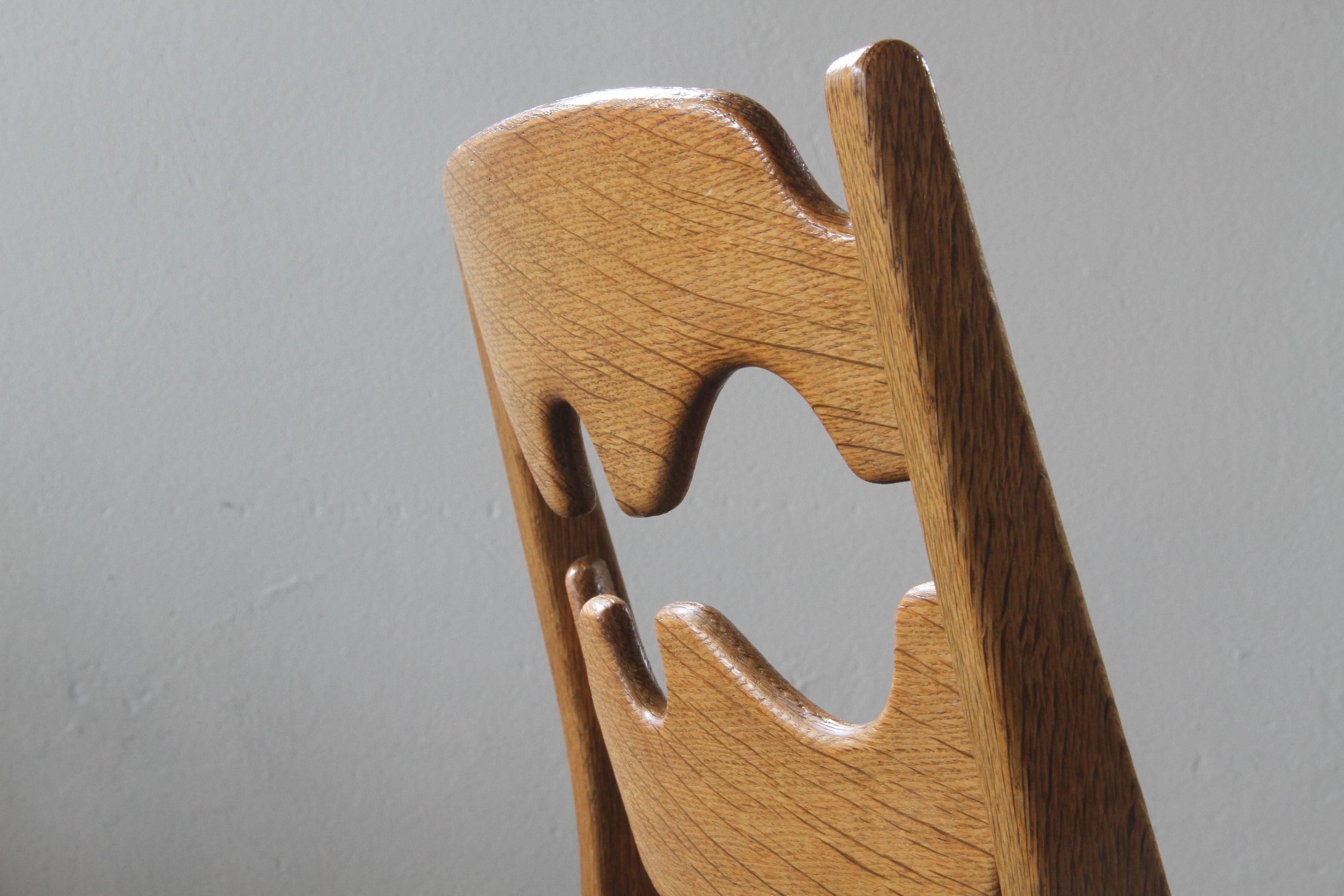 Henning Kjaernulf Razorblade Danish Brutalist Oak Dining Chairs '7' 11