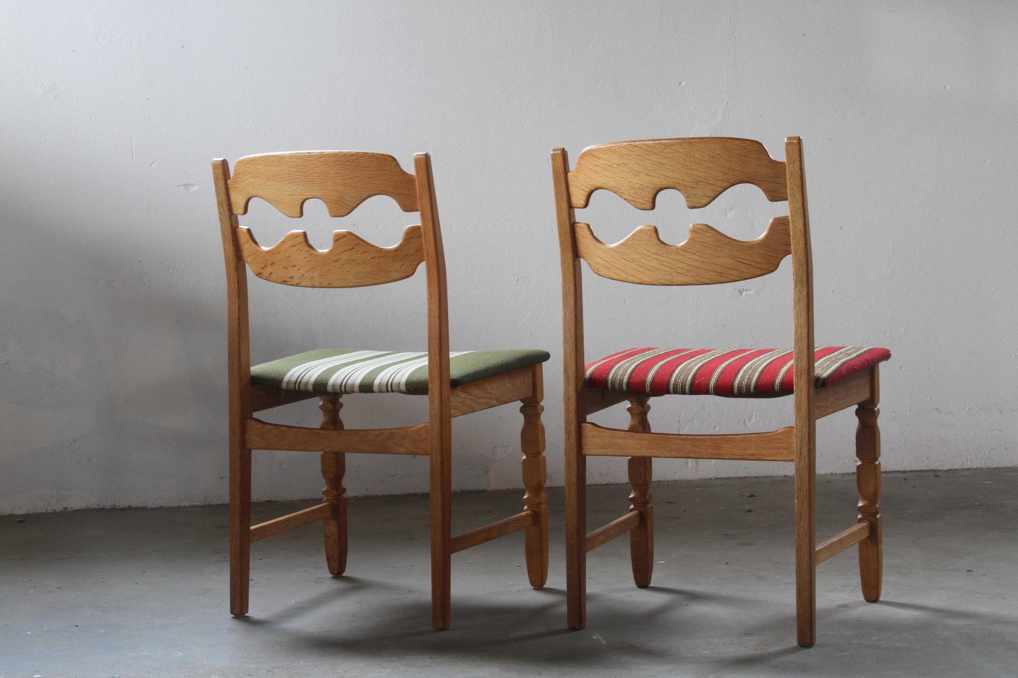 Henning Kjaernulf Razorblade Danish Brutalist Oak Dining Chairs '7' 13