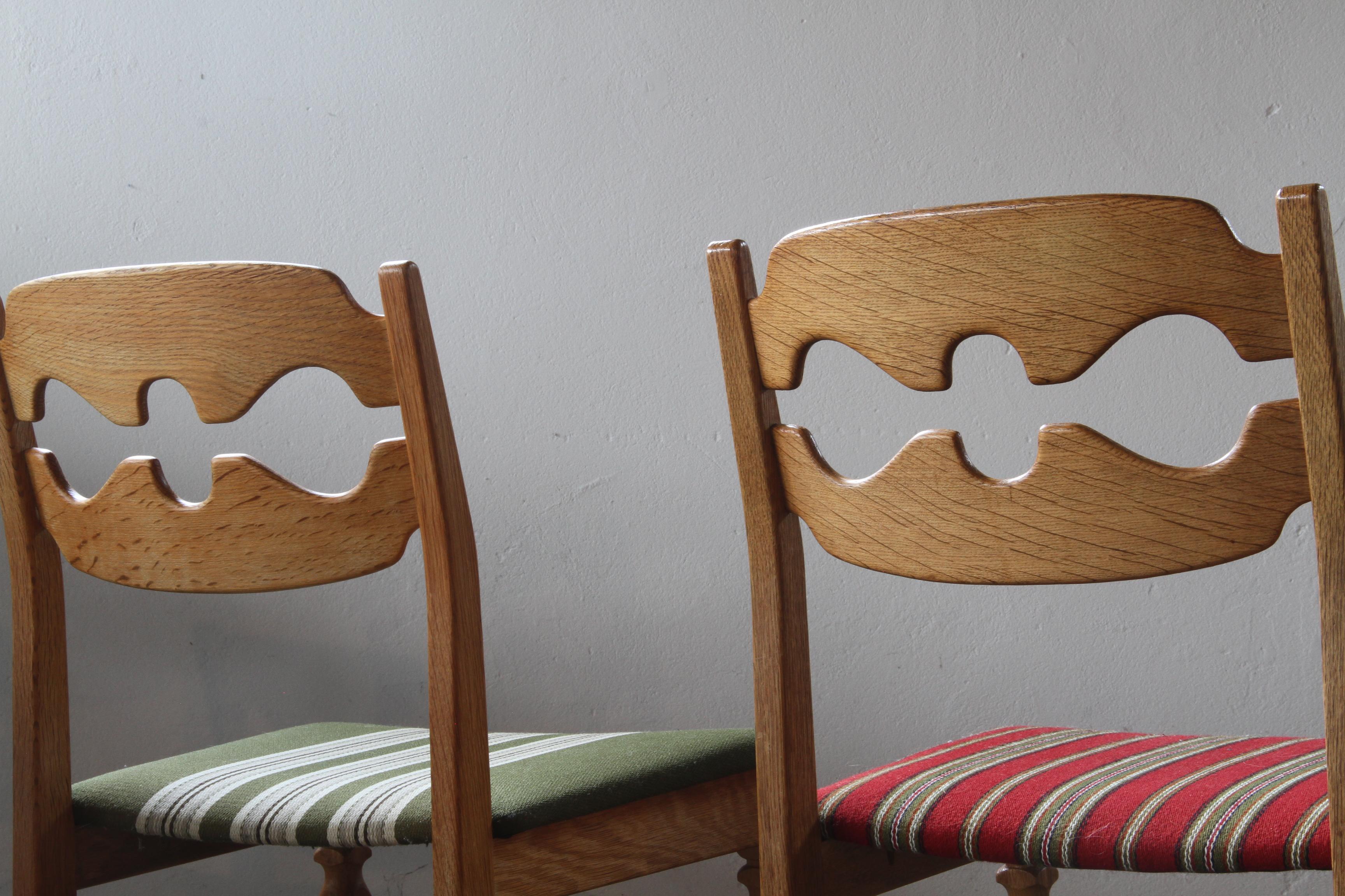Henning Kjaernulf Razorblade Danish Brutalist Oak Dining Chairs '7' 14